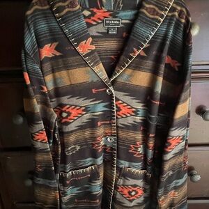 Bit & Bridle Southwest Print Button-Up Fleece Jacket – Size 1X